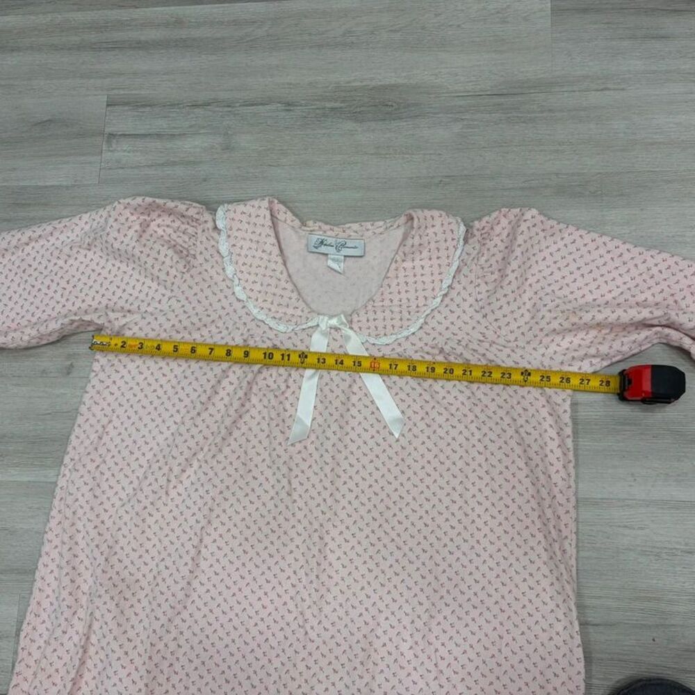 Vintage Victorian Flannel Pink Nightgown 100 Cotton Cottagecore Large Made in US - Picture 4 of 6
